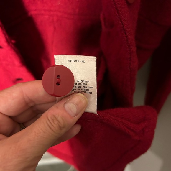 ANTHROPOLOGIE SPARROW RED WOOL BUTTON UP SWEATER JACKET WITH POCKETS SIZE MEDIUM - Picture 9 of 10